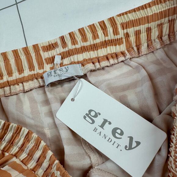 Grey Bandit Pants Womens Large Orange Striped Wide Leg Palazzo Resort Boho New - Picture 4 of 13